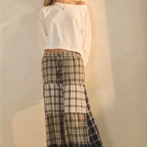ODDI Plaid Patchwork WIDE pants Size large